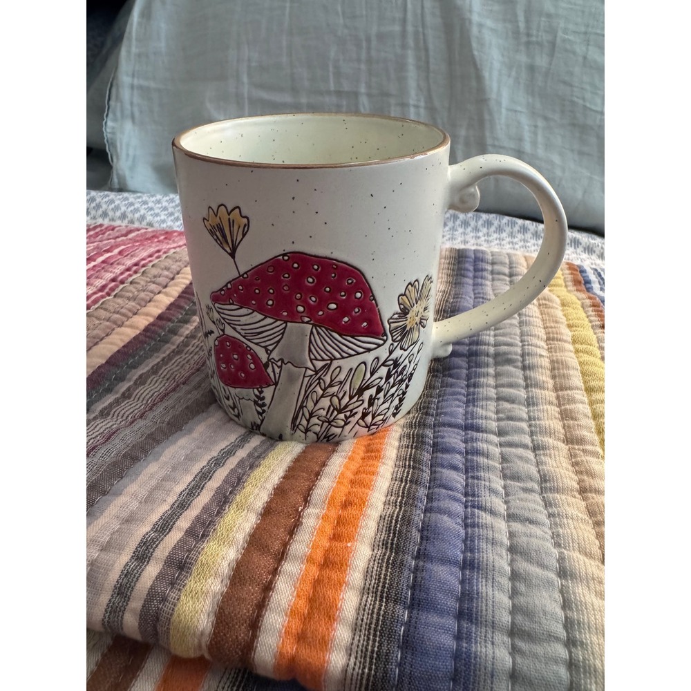 Spectrum Design Mushroom Coffee Mug Speckled Ceramic Red Toadstool Cottagecore